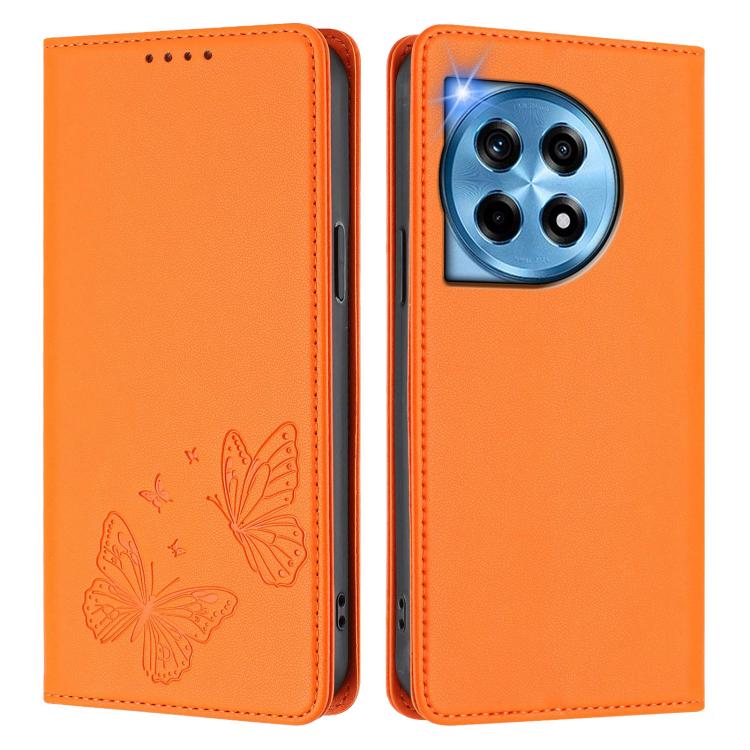 For OnePlus 12 Strong Magnetic Dual Butterfly RFID Vegan Leather Phone Case
