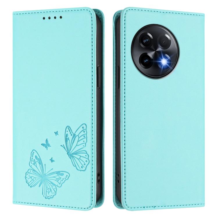 For OnePlus 11R / OnePlus Ace 2 Strong Magnetic Dual Butterfly RFID Vegan Leather Phone Case
