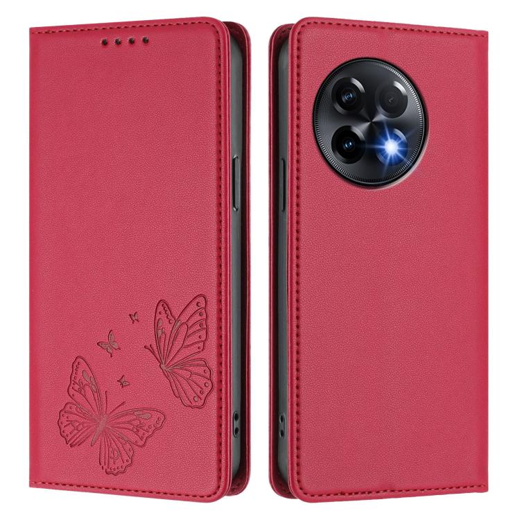 For OnePlus 11R / OnePlus Ace 2 Strong Magnetic Dual Butterfly RFID Vegan Leather Phone Case