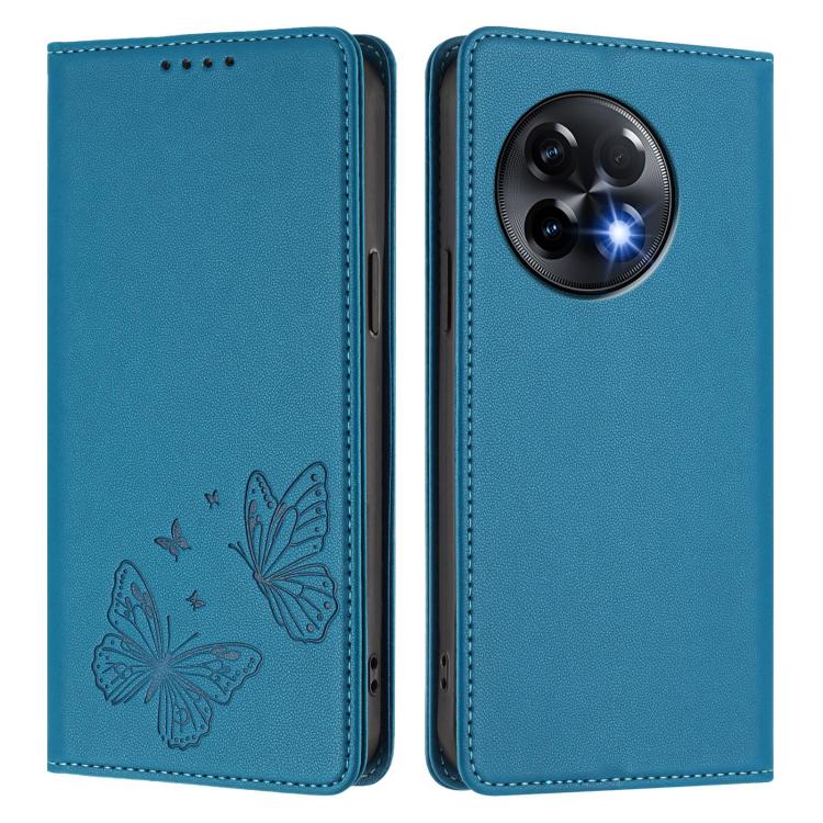 For OnePlus 11R / OnePlus Ace 2 Strong Magnetic Dual Butterfly RFID Vegan Leather Phone Case