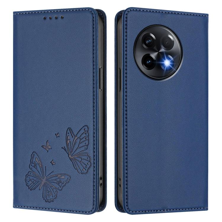 For OnePlus 11R / OnePlus Ace 2 Strong Magnetic Dual Butterfly RFID Vegan Leather Phone Case