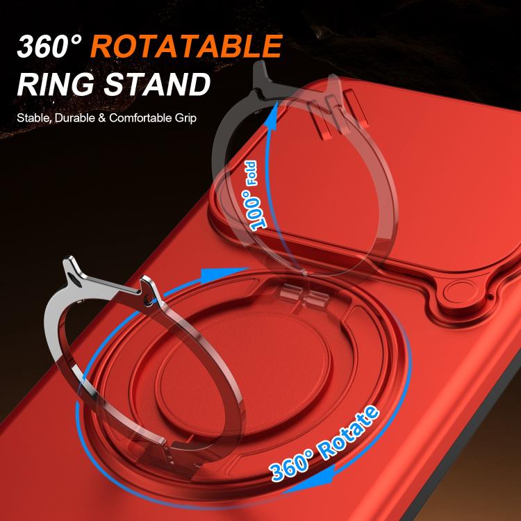 For Redmi Note 14 4G / 5G Camera Sliding Shield Magnetic Rotation Holder Phone Case