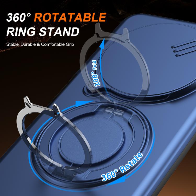 For Redmi 14C / 14R / Poco C75 Camera Sliding Shield Magnetic Rotation Holder Phone Case