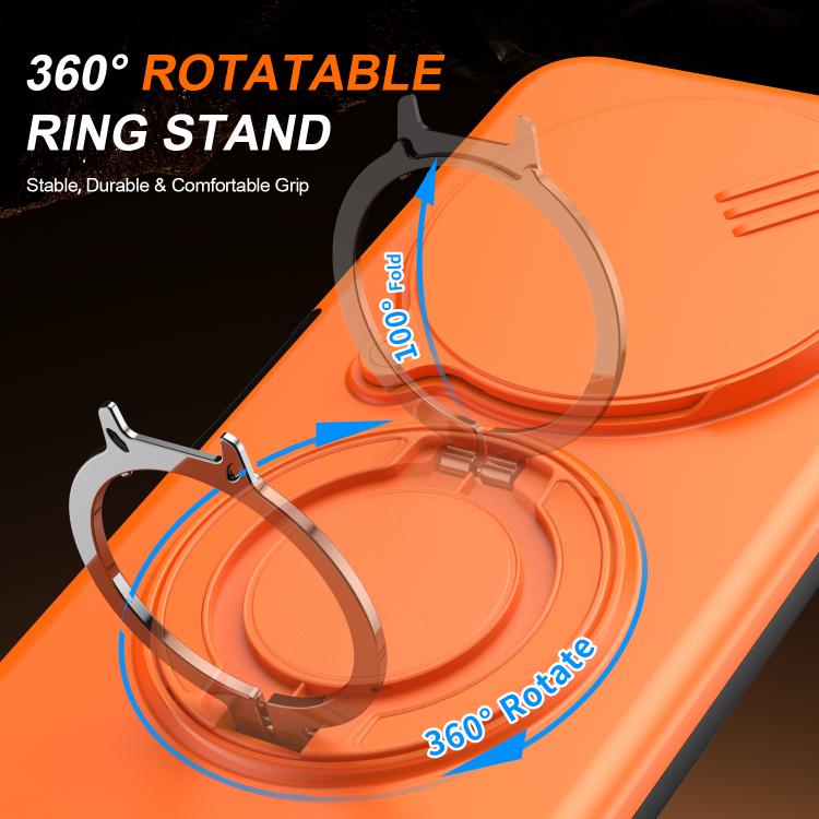 For Redmi 14C / 14R / Poco C75 Camera Sliding Shield Magnetic Rotation Holder Phone Case