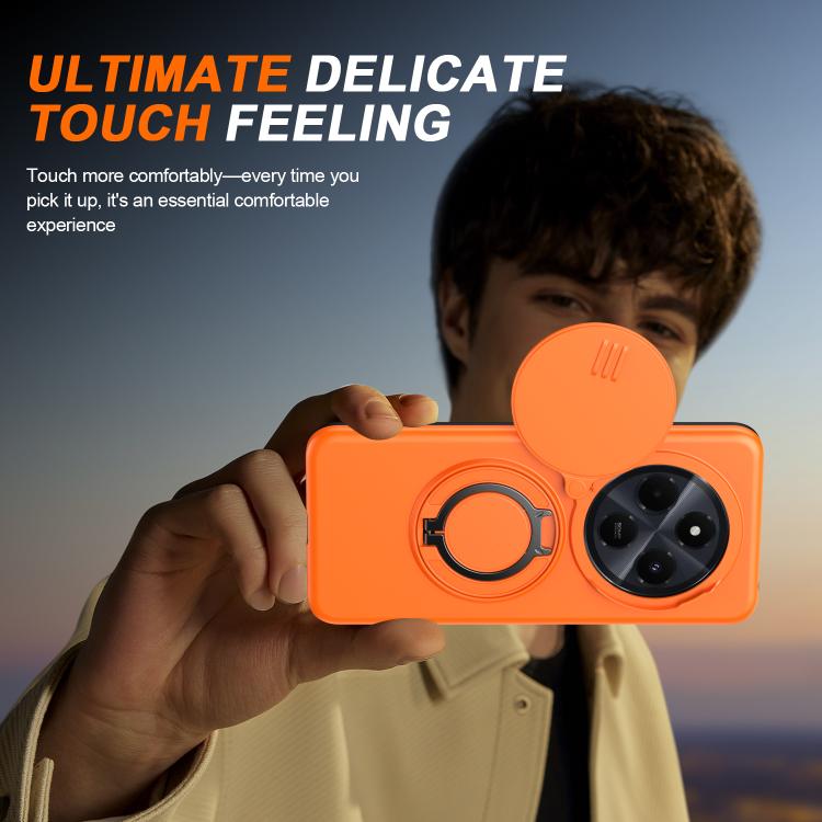 For Redmi 14C / 14R / Poco C75 Camera Sliding Shield Magnetic Rotation Holder Phone Case
