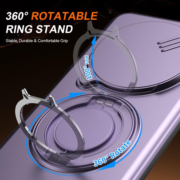 For Redmi 14C / 14R / Poco C75 Camera Sliding Shield Magnetic Rotation Holder Phone Case