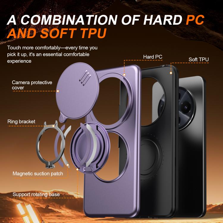 For Redmi 14C / 14R / Poco C75 Camera Sliding Shield Magnetic Rotation Holder Phone Case