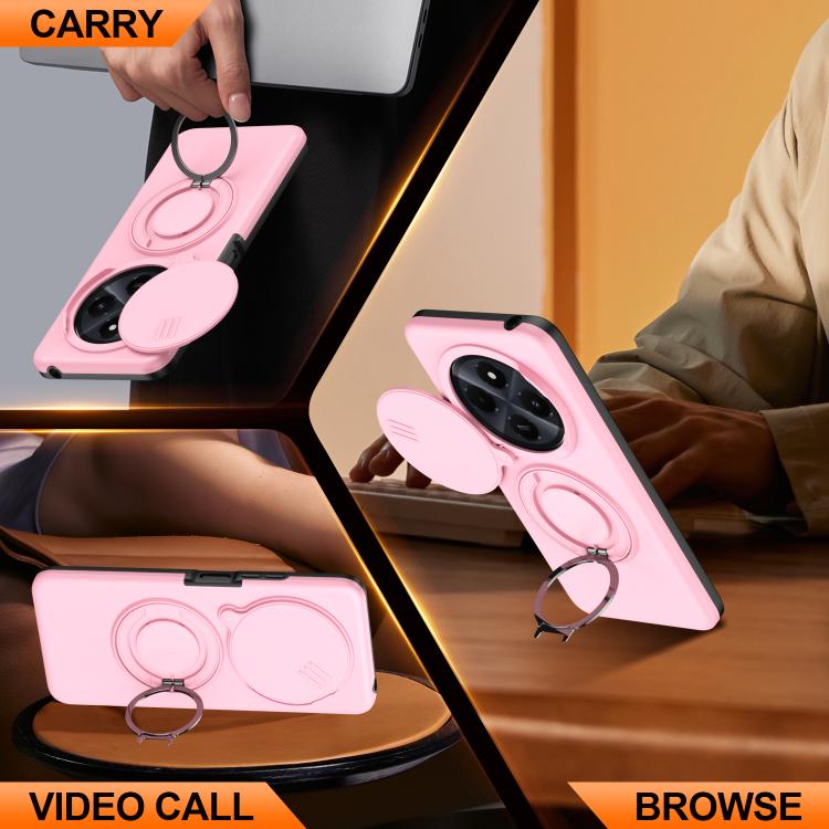 For Redmi 14C / 14R / Poco C75 Camera Sliding Shield Magnetic Rotation Holder Phone Case