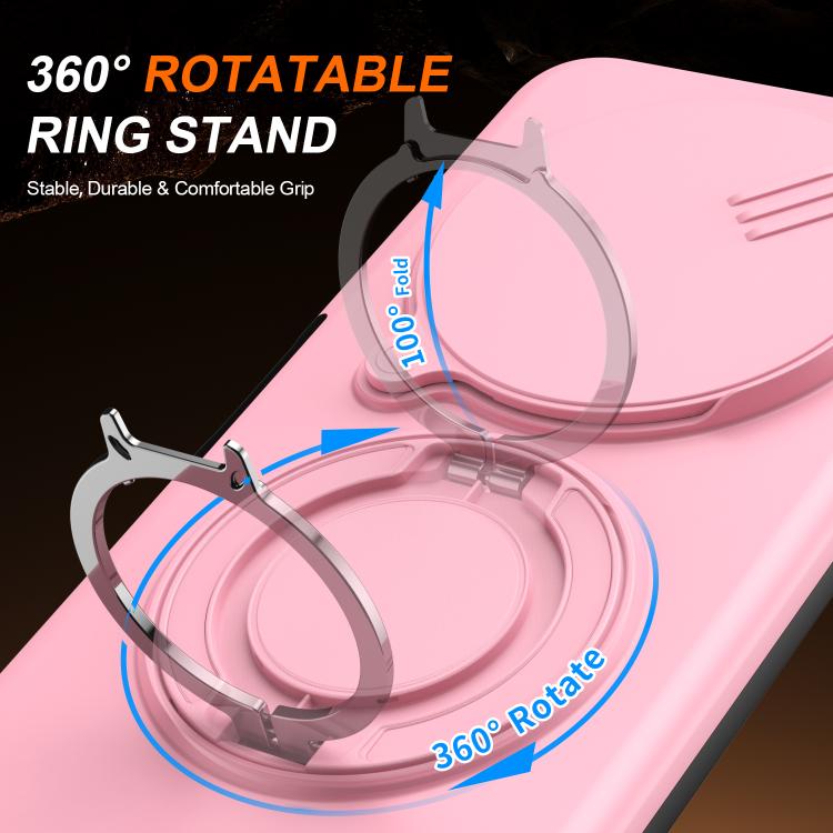 For Redmi 14C / 14R / Poco C75 Camera Sliding Shield Magnetic Rotation Holder Phone Case
