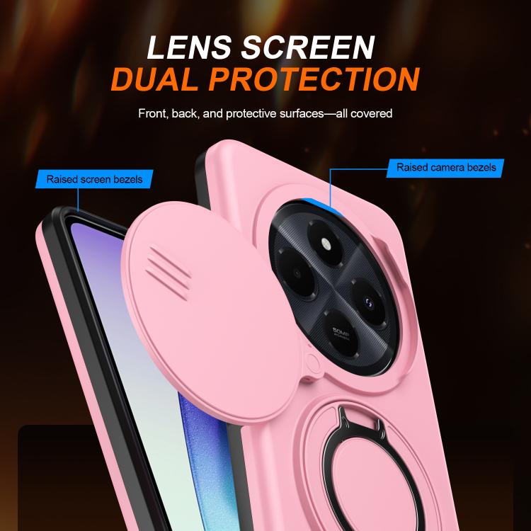 For Redmi 14C / 14R / Poco C75 Camera Sliding Shield Magnetic Rotation Holder Phone Case