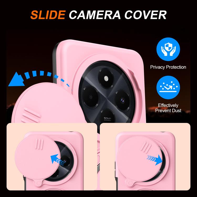 For Redmi 14C / 14R / Poco C75 Camera Sliding Shield Magnetic Rotation Holder Phone Case
