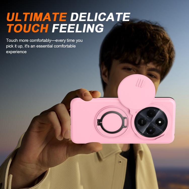 For Redmi 14C / 14R / Poco C75 Camera Sliding Shield Magnetic Rotation Holder Phone Case