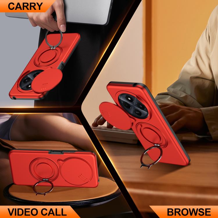 For Redmi 14C / 14R / Poco C75 Camera Sliding Shield Magnetic Rotation Holder Phone Case