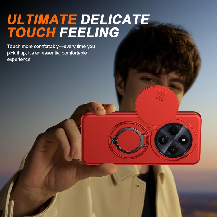 For Redmi 14C / 14R / Poco C75 Camera Sliding Shield Magnetic Rotation Holder Phone Case