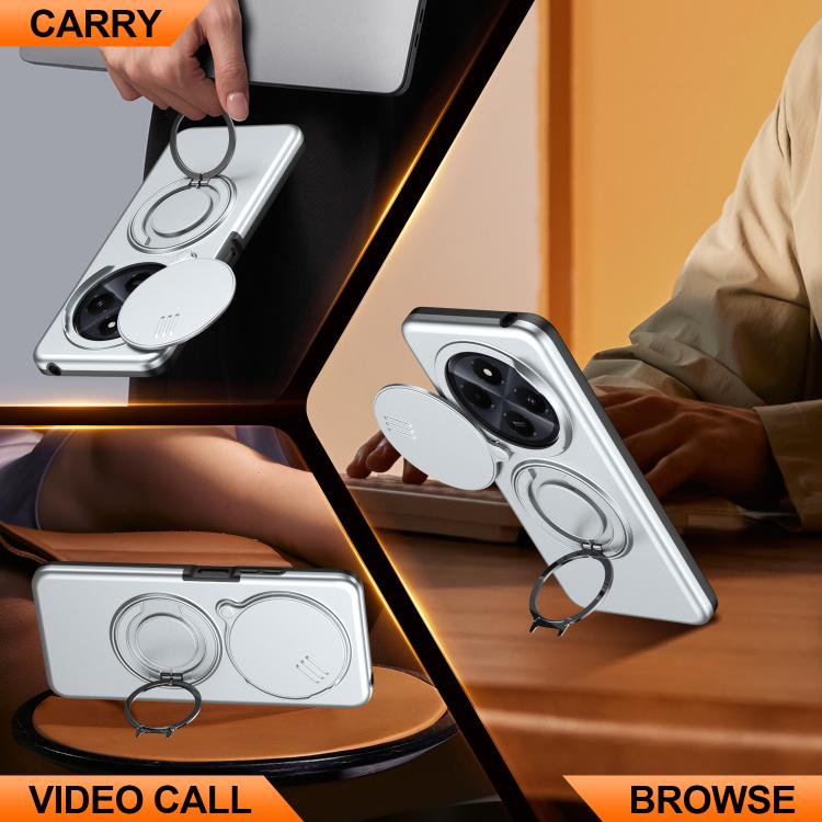 For Redmi 14C / 14R / Poco C75 Camera Sliding Shield Magnetic Rotation Holder Phone Case