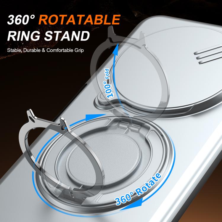 For Redmi 14C / 14R / Poco C75 Camera Sliding Shield Magnetic Rotation Holder Phone Case