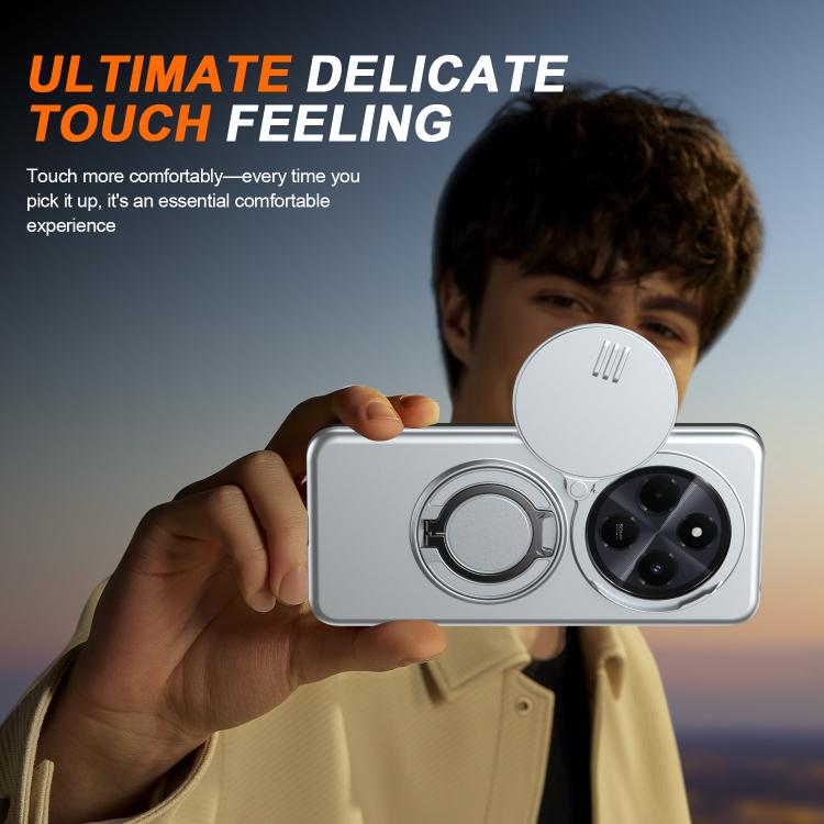 For Redmi 14C / 14R / Poco C75 Camera Sliding Shield Magnetic Rotation Holder Phone Case