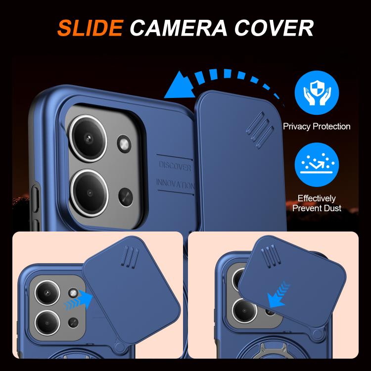 For Redmi 15C 5G / 4G Global 171mm Camera Sliding Shield Magnetic Rotation Holder Phone Case