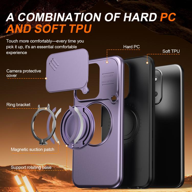 For Redmi 15C 5G / 4G Global 171mm Camera Sliding Shield Magnetic Rotation Holder Phone Case