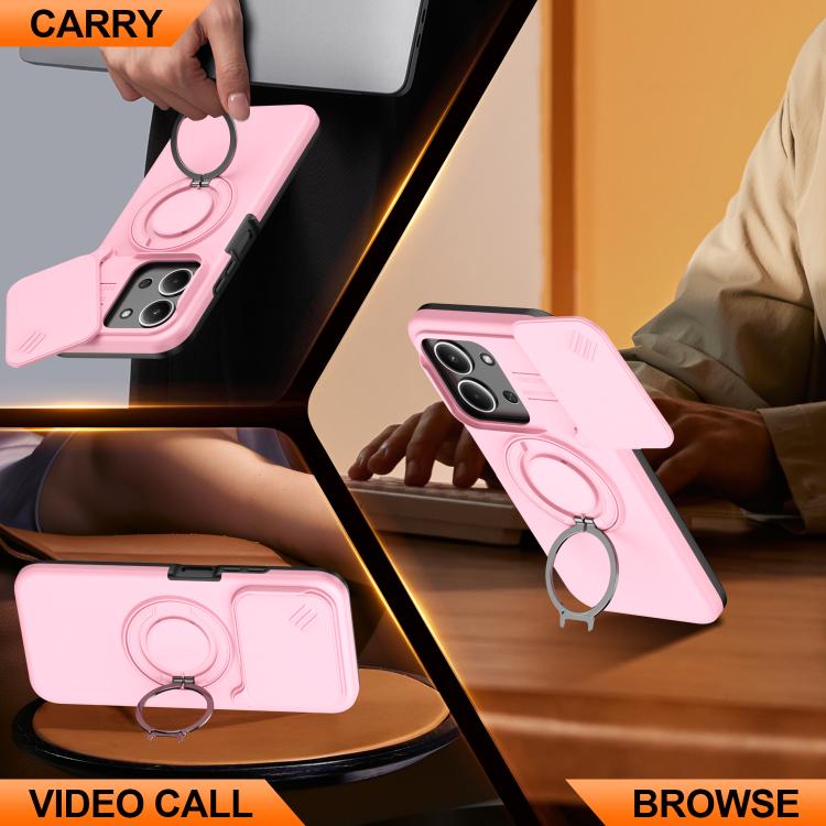 For Redmi 15C 5G / 4G Global 171mm Camera Sliding Shield Magnetic Rotation Holder Phone Case