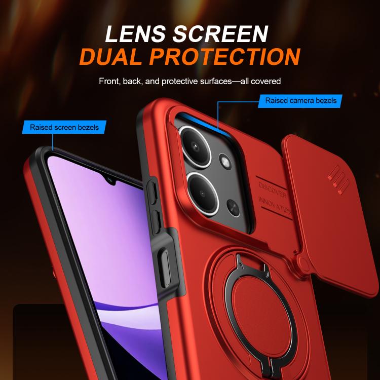 For Redmi 15C 5G / 4G Global 171mm Camera Sliding Shield Magnetic Rotation Holder Phone Case