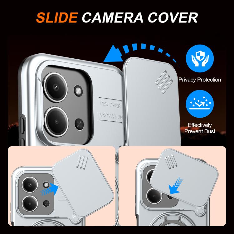 For Redmi 15C 5G / 4G Global 171mm Camera Sliding Shield Magnetic Rotation Holder Phone Case