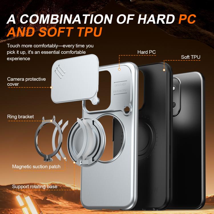 For Redmi 15C 5G / 4G Global 171mm Camera Sliding Shield Magnetic Rotation Holder Phone Case