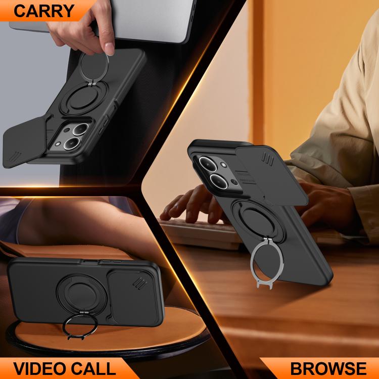 For Redmi 15C 5G / 4G EU 173mm Camera Sliding Shield Magnetic Rotation Holder Phone Case