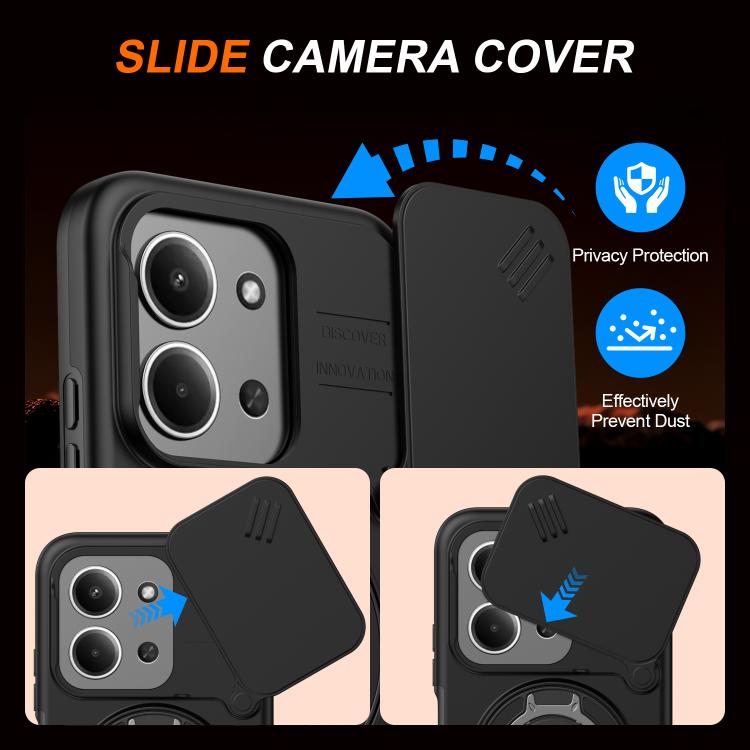 For Redmi 15C 5G / 4G EU 173mm Camera Sliding Shield Magnetic Rotation Holder Phone Case