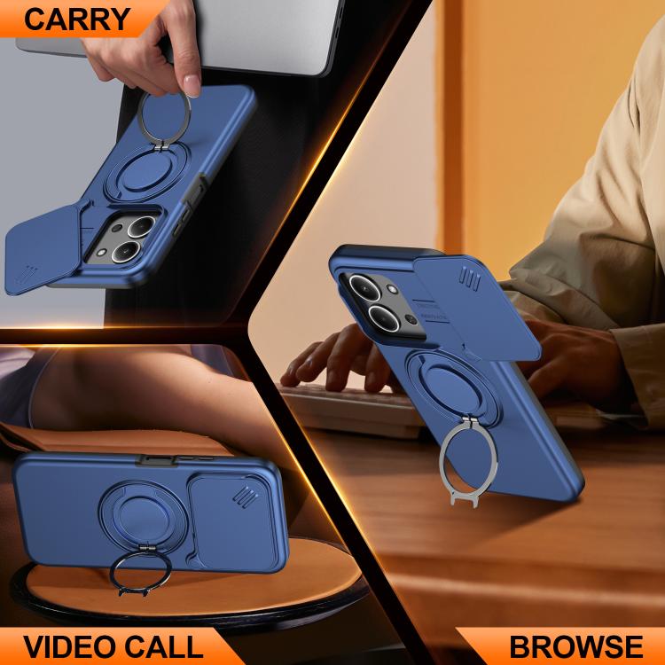For Redmi 15C 5G / 4G EU 173mm Camera Sliding Shield Magnetic Rotation Holder Phone Case
