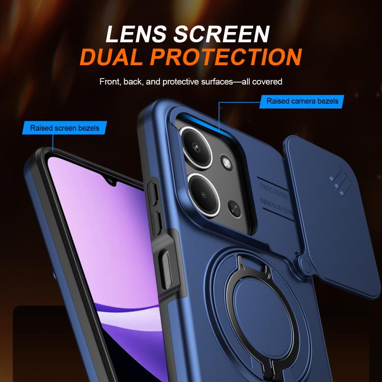 For Redmi 15C 5G / 4G EU 173mm Camera Sliding Shield Magnetic Rotation Holder Phone Case