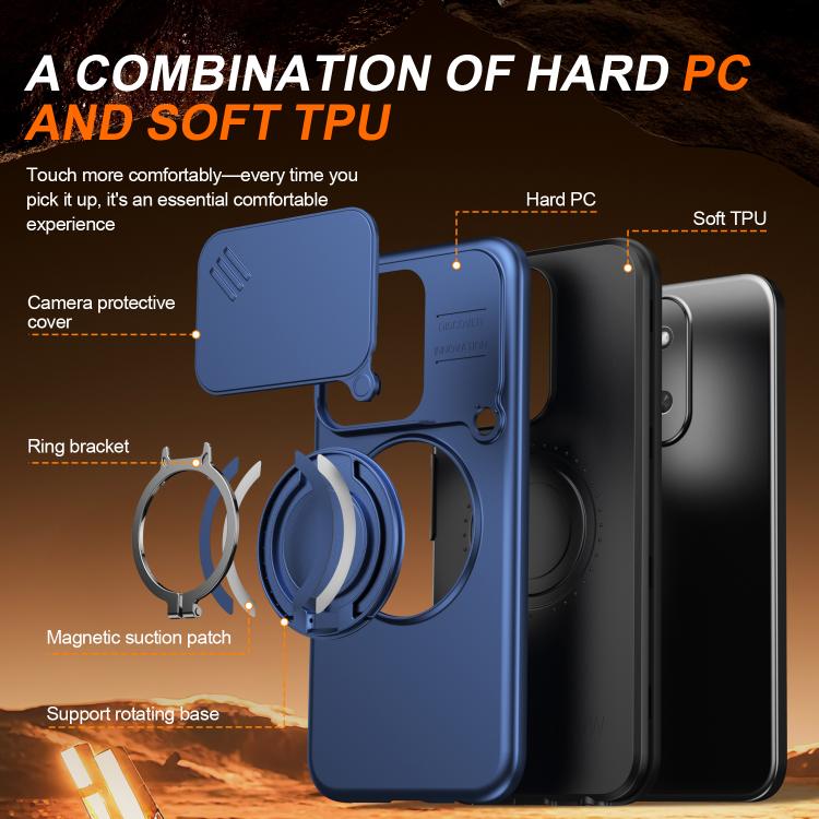 For Redmi 15C 5G / 4G EU 173mm Camera Sliding Shield Magnetic Rotation Holder Phone Case