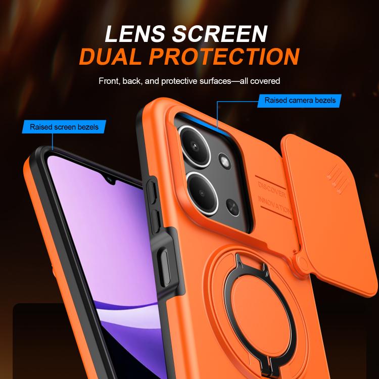 For Redmi 15C 5G / 4G EU 173mm Camera Sliding Shield Magnetic Rotation Holder Phone Case
