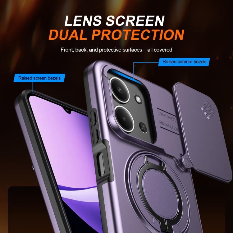 For Redmi 15C 5G / 4G EU 173mm Camera Sliding Shield Magnetic Rotation Holder Phone Case