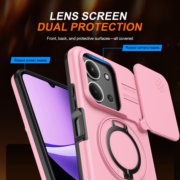 For Redmi 15C 5G / 4G EU 173mm Camera Sliding Shield Magnetic Rotation Holder Phone Case