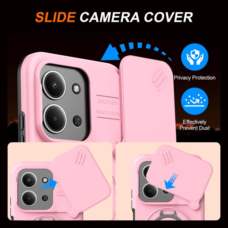 For Redmi 15C 5G / 4G EU 173mm Camera Sliding Shield Magnetic Rotation Holder Phone Case