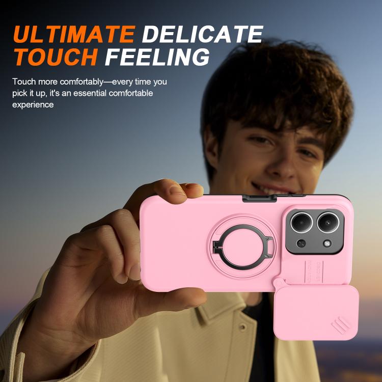 For Redmi 15C 5G / 4G EU 173mm Camera Sliding Shield Magnetic Rotation Holder Phone Case