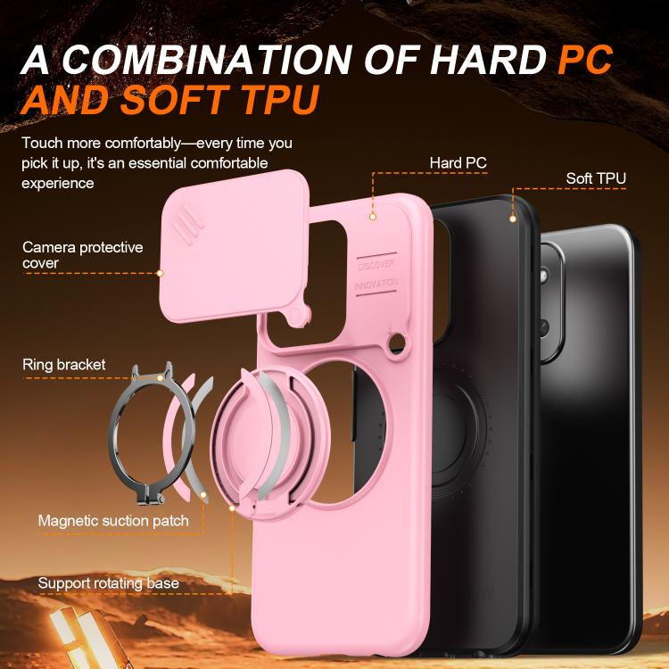 For Redmi 15C 5G / 4G EU 173mm Camera Sliding Shield Magnetic Rotation Holder Phone Case