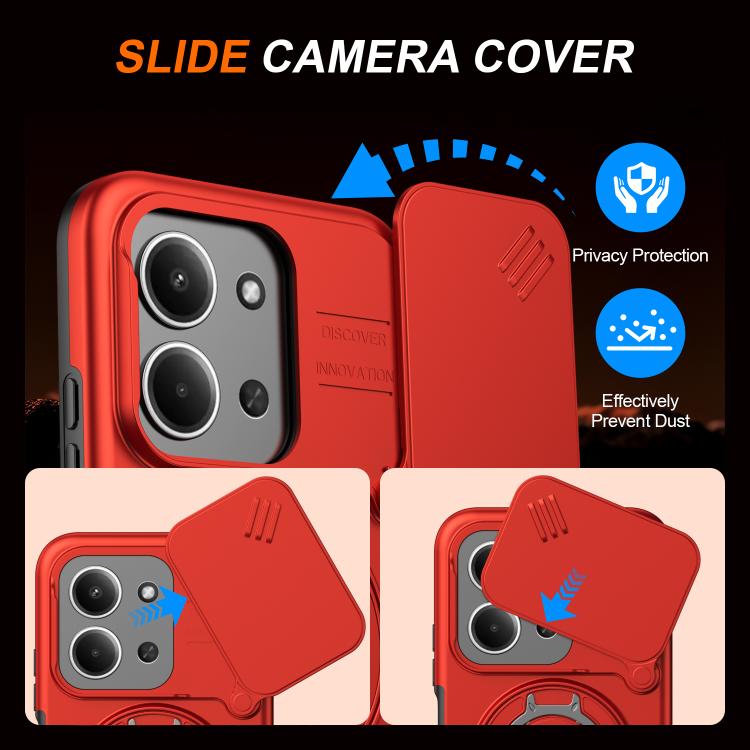 For Redmi 15C 5G / 4G EU 173mm Camera Sliding Shield Magnetic Rotation Holder Phone Case