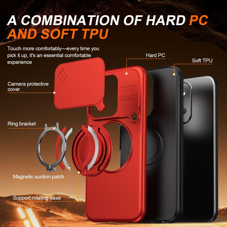 For Redmi 15C 5G / 4G EU 173mm Camera Sliding Shield Magnetic Rotation Holder Phone Case