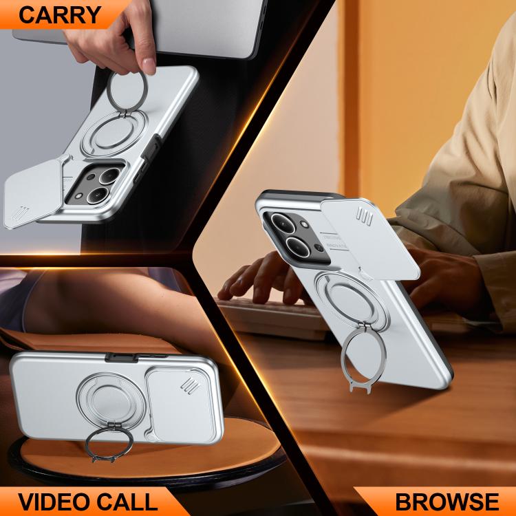 For Redmi 15C 5G / 4G EU 173mm Camera Sliding Shield Magnetic Rotation Holder Phone Case