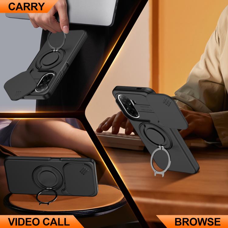 For Redmi A5 4G 171.7mm / Poco C71 Camera Sliding Shield Magnetic Rotation Holder Phone Case