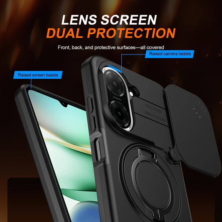 For Redmi A5 4G 171.7mm / Poco C71 Camera Sliding Shield Magnetic Rotation Holder Phone Case