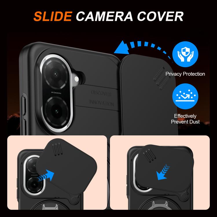 For Redmi A5 4G 171.7mm / Poco C71 Camera Sliding Shield Magnetic Rotation Holder Phone Case