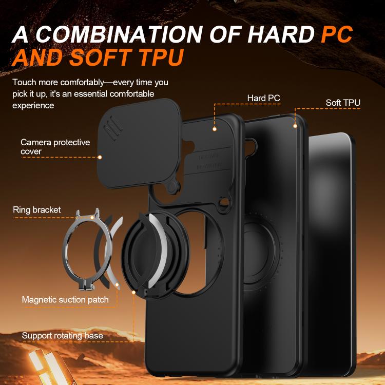 For Redmi A5 4G 171.7mm / Poco C71 Camera Sliding Shield Magnetic Rotation Holder Phone Case