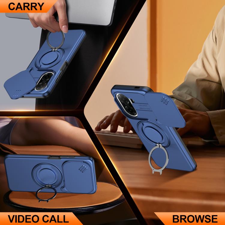 For Redmi A5 4G 171.7mm / Poco C71 Camera Sliding Shield Magnetic Rotation Holder Phone Case