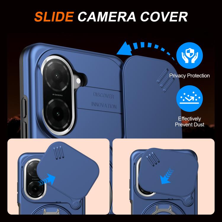 For Redmi A5 4G 171.7mm / Poco C71 Camera Sliding Shield Magnetic Rotation Holder Phone Case