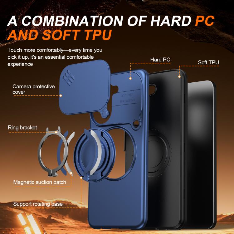 For Redmi A5 4G 171.7mm / Poco C71 Camera Sliding Shield Magnetic Rotation Holder Phone Case