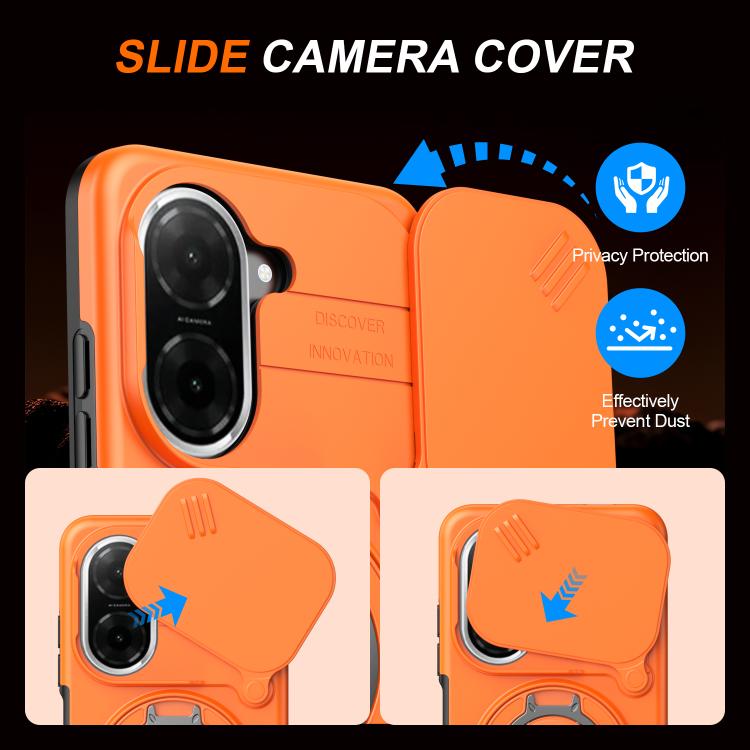 For Redmi A5 4G 171.7mm / Poco C71 Camera Sliding Shield Magnetic Rotation Holder Phone Case