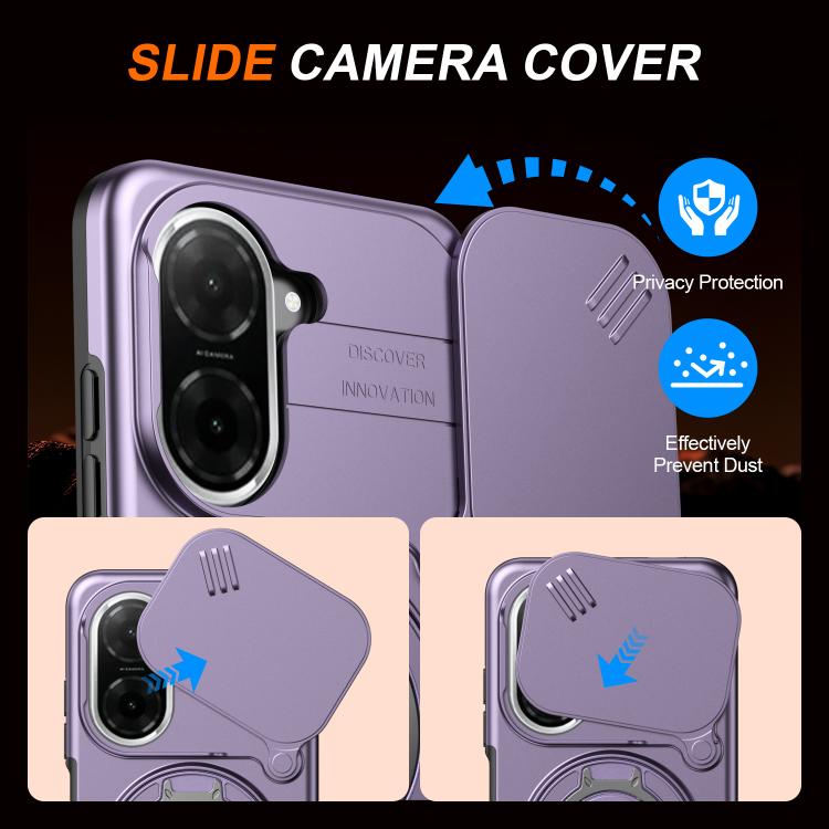 For Redmi A5 4G 171.7mm / Poco C71 Camera Sliding Shield Magnetic Rotation Holder Phone Case